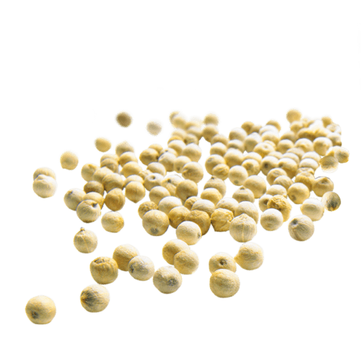 schwebende weiße Pfefferkörner